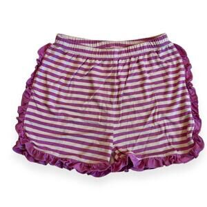 Posh Peanut Lavender Striped Ruffle Shorts
